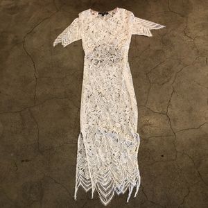White For Love & Lemons Lace Midi Dress